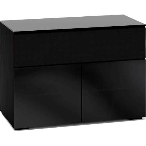 Oslo 329 44" TV Stand Cabinet for Center Speaker in Black Oak with Smoked Black Glass Doors & Top